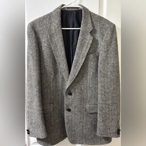 Harris Tweed Handwoven Scottish Wool Herringbone Blazer – Men’s 40R – England